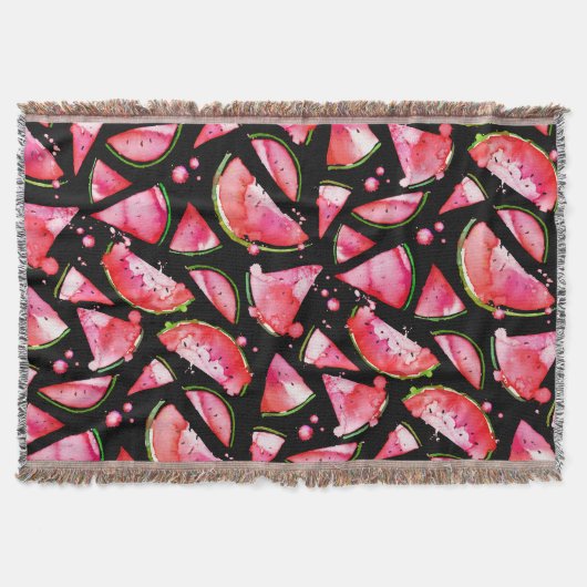 水彩スイカ2 スローブランケット (正面)