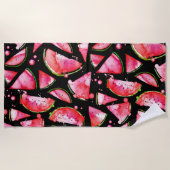 水彩スイカ2 ビーチタオル (正面)