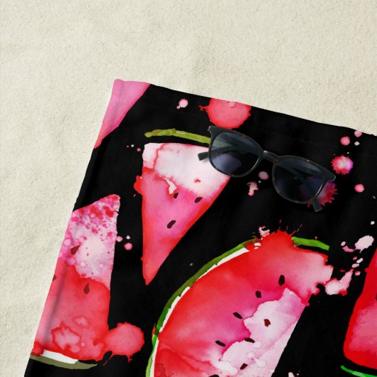 水彩スイカ2 ビーチタオル (インサイチュ)