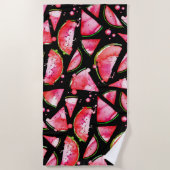 水彩スイカ2 ビーチタオル (正面)