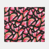 水彩スイカ2 フリースブランケット (正面(横))