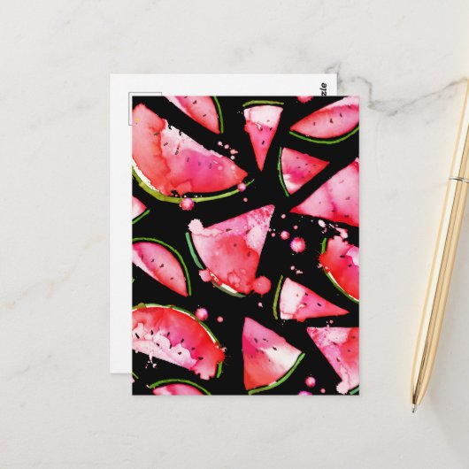 水彩スイカ2 ポストカード (正面/裏面インサイチュ)