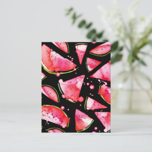 水彩スイカ2 ポストカード (スタンド正面)