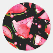 水彩スイカ2 ラウンドシール (正面)