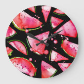 水彩スイカ2 ラージ壁時計 (正面)