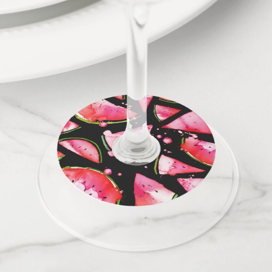 水彩スイカ2 ワイングラスタグ (クローズアップ)