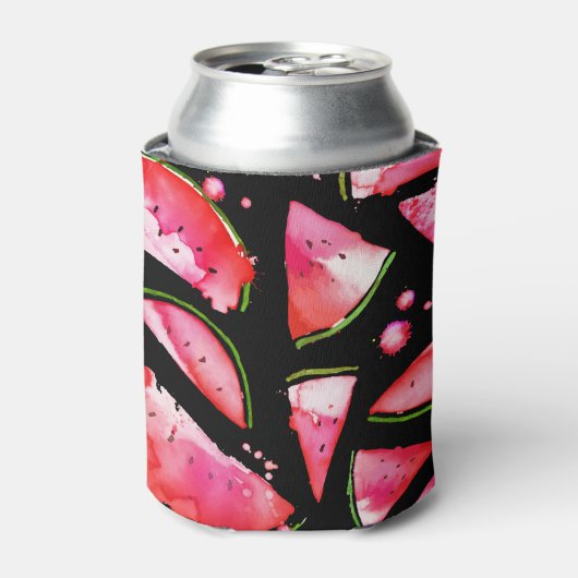 水彩スイカ2 缶クーラー (缶正面)
