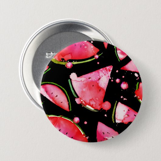 水彩スイカ2 缶バッジ (正面&裏面)