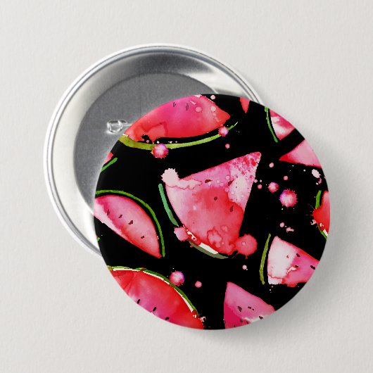 水彩スイカ2 缶バッジ (正面&裏面)
