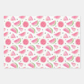 水彩スイカ&ストライプパタン ラッピングペーパーシート (正面)