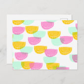水彩スイカ ピンク 緑 黄色 パターン ポストカード (正面/裏面)
