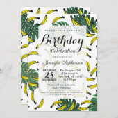 水彩スイスチーズの植物とバナナ 招待状 (正面/裏面)