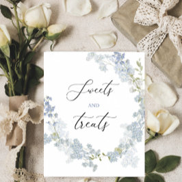 水彩スイーツ青い花を扱うベビーシャワー ポスター