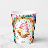 水彩スイートスコップアイスクリーム誕生日 紙コップ (正面)