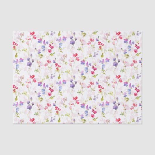 水彩スイートピースかわいらしフローラ 薄葉紙 (正面)