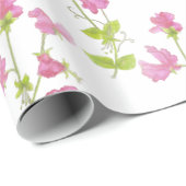 水彩スイートピーフラワーパターンフローラデザイン ラッピングペーパー (ロールコーナー)