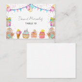 水彩スイートワンガール1歳誕生日パーティー プレイスカード (正面/裏面)