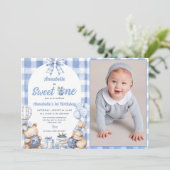 水彩スイートワン 1歳誕生日パーティーの写真 招待状 (スタンド正面)