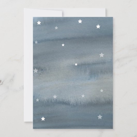 水彩スカイクラウドベビー統計フォト誕生 案内状 (裏面)