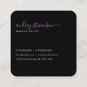 水彩スカイブルーとピンクのフローラ スクエア名刺 (裏面)