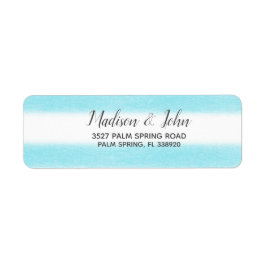 水彩スカイブルーストライプビーチ結婚式 ラベル