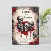水彩スカルと出血ハートゴシック結婚ズ 招待状 (スタンド正面)