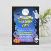 水彩スカルカボチャ不気味ハローウィンパーティ 招待状 (スタンド正面)