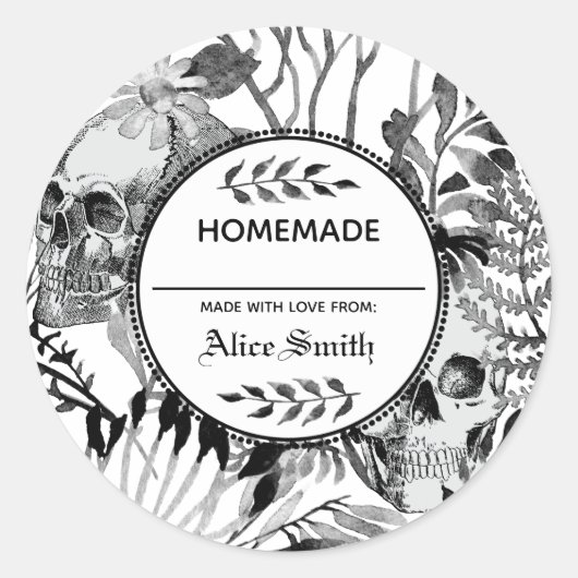 水彩スカルガーデン ラウンドシール (正面)