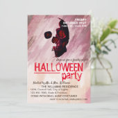 水彩スカルレッド色彩の鮮やかハロウィーンアート 招待状 (スタンド正面)
