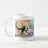 水彩スカル背景の水牛 コーヒーマグカップ (左)