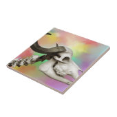 水彩スカル背景の水牛 タイル (側面)