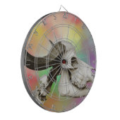 水彩スカル背景の水牛 ダーツボード (正面左)