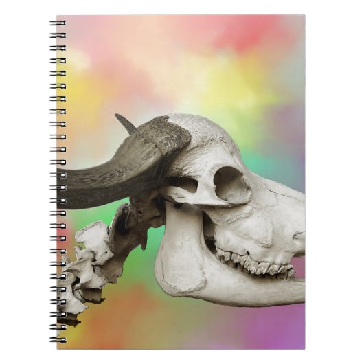 水彩スカル背景の水牛 ノートブック (正面)