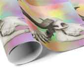 水彩スカル背景の水牛 ラッピングペーパー (ロールコーナー)