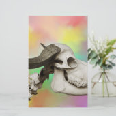 水彩スカル背景の水牛 便箋 (スタンド正面)