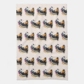 水彩スカンクハロウィーン キッチンタオル (縦)