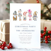 水彩スカンジナビア小妖精や小人格言クリスマスパーティー 招待状