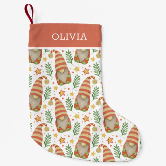 水彩スカンジナビア格言かわいいクリスマス スモールクリスマスストッキング (正面)