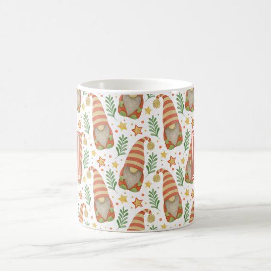 水彩スカンジナビア格言モノグラムクリスマス コーヒーマグカップ (中央)