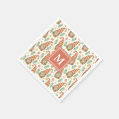 水彩スカンジナビア格言モノグラムクリスマス スタンダードカクテルナプキン (角)