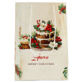 水彩スカンジナビア離れズメリークリスマス ミディアムペーパーバッグ (裏面)