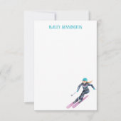 水彩スキーパーソナライズされた サンキューカード (正面)