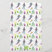 水彩スキーパーソナライズされた 便箋 (裏面)