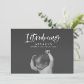 水彩スクリプト文字写真の誕生発表 案内状 (スタンド正面)