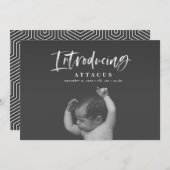 水彩スクリプト文字写真の誕生発表 案内状 (正面/裏面)