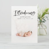 水彩スクリプト文字写真の誕生発表 案内状 (スタンド正面)