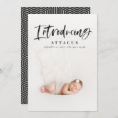 水彩スクリプト文字写真の誕生発表 案内状 (正面/裏面)