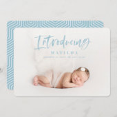 水彩スクリプト文字写真の誕生発表 案内状 (正面/裏面)