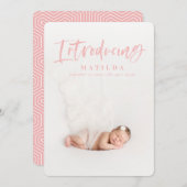 水彩スクリプト文字写真の誕生発表 案内状 (正面/裏面)