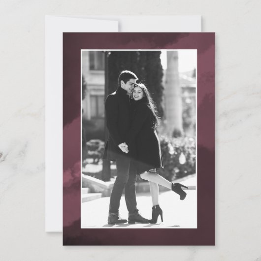 水彩スクリプト赤いウェディング日付を保存 招待状 (裏面)